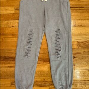 Vintage Havana Gray Sweatpants with Distressed Details